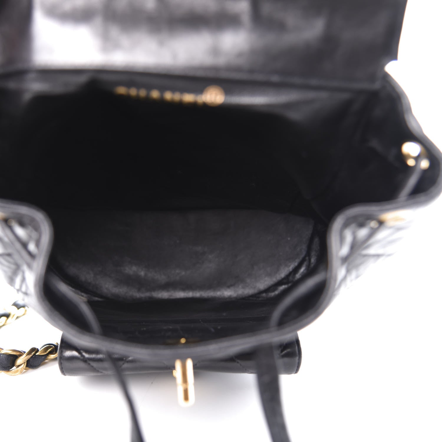 Chanel Lambskin Quilted Drawstring Backpack Black 4 of 16