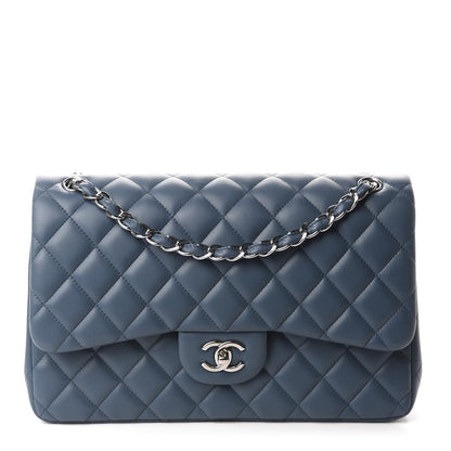 Chanel Lambskin Quilted Jumbo Double Flap Light Blue 1 of 10