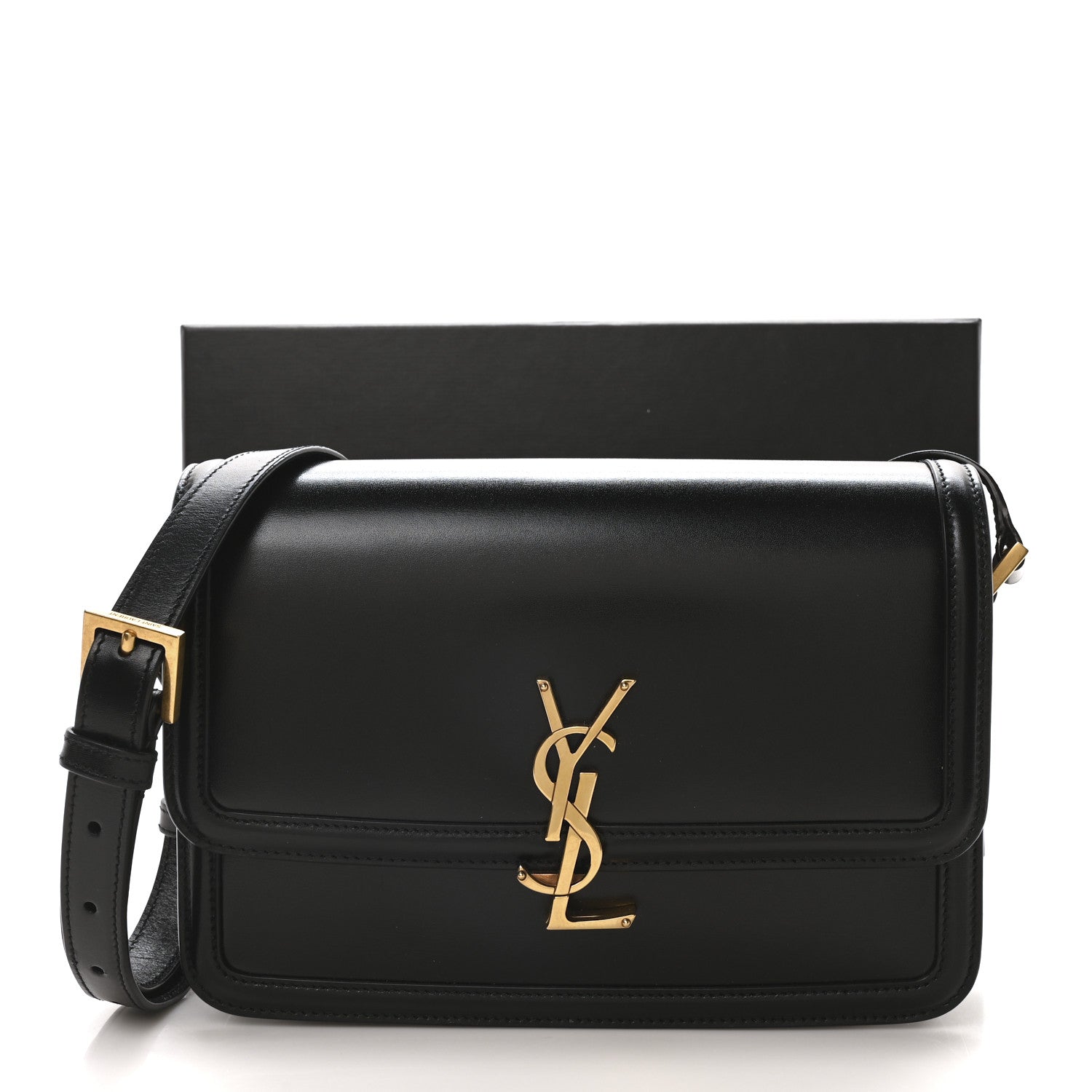 Saint Laurent Box Calfskin Monogram Medium Solferino Satchel Black 8 of 10