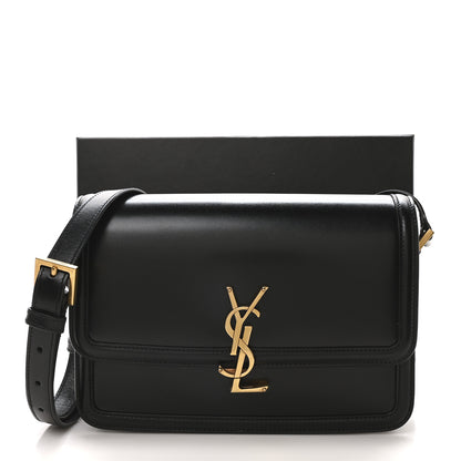 Saint Laurent Box Calfskin Monogram Medium Solferino Satchel Black 8 of 10
