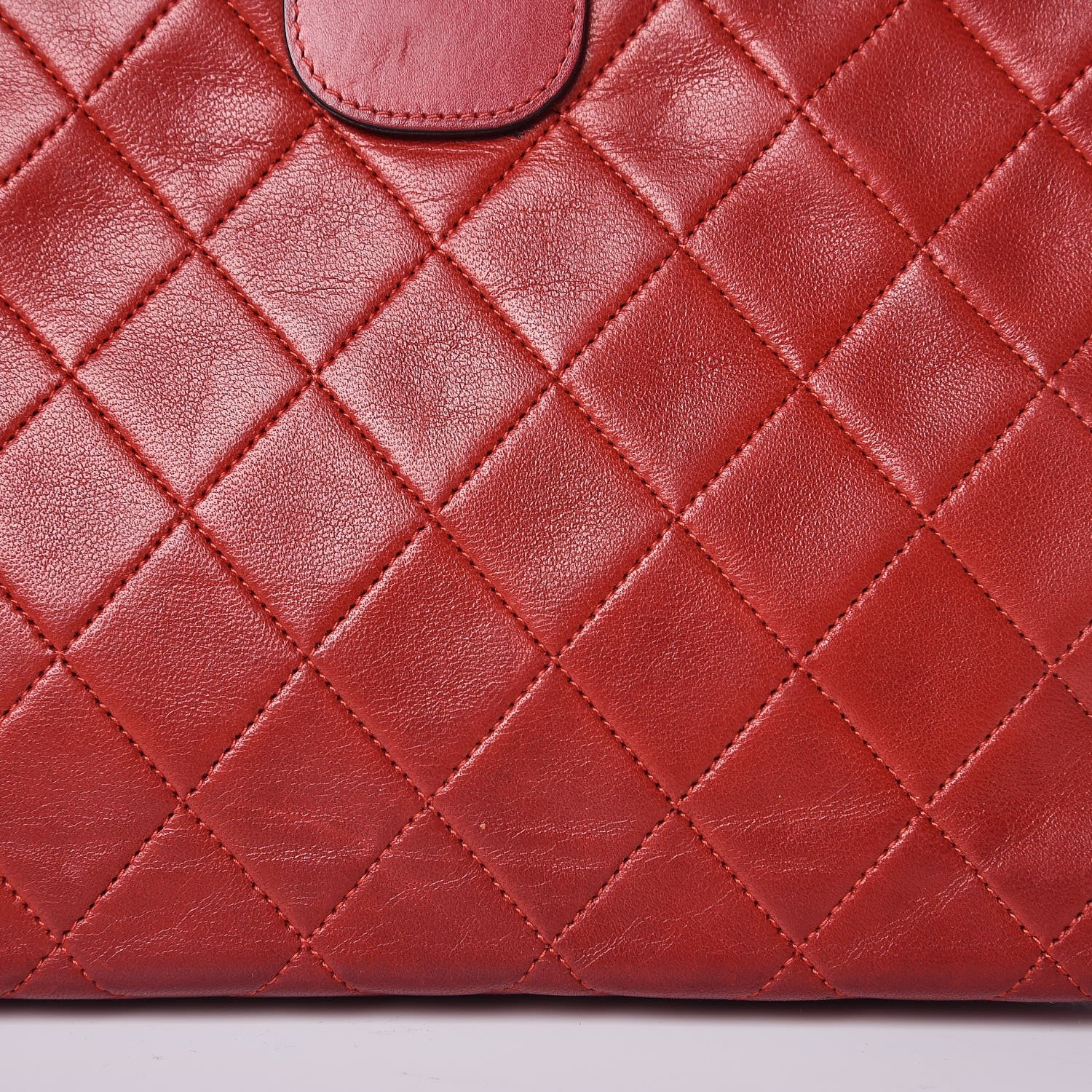 Chanel Lambskin Quilted CC Clutch Red 10 of 16