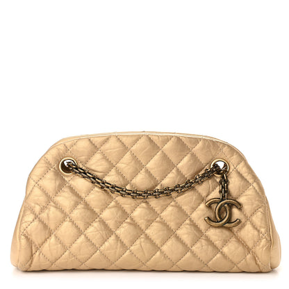 Chanel Metallic Aged Calfskin Quilted Medium Just Mademoiselle Gold 1 of 11