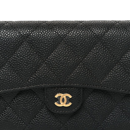 Chanel Caviar Quilted Large Gusset Flap Wallet Black 9 of 10