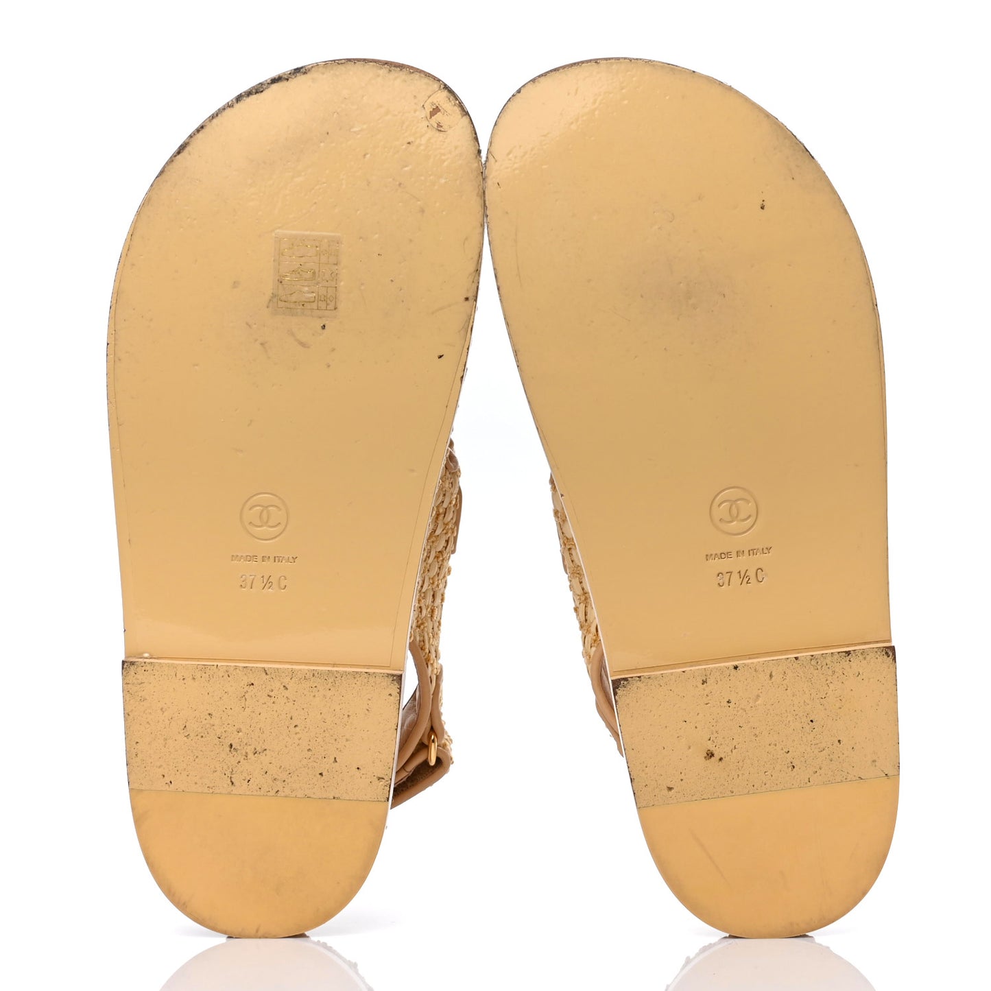 Braided Fabric Velcro Dad Sandals 37.5 Beige