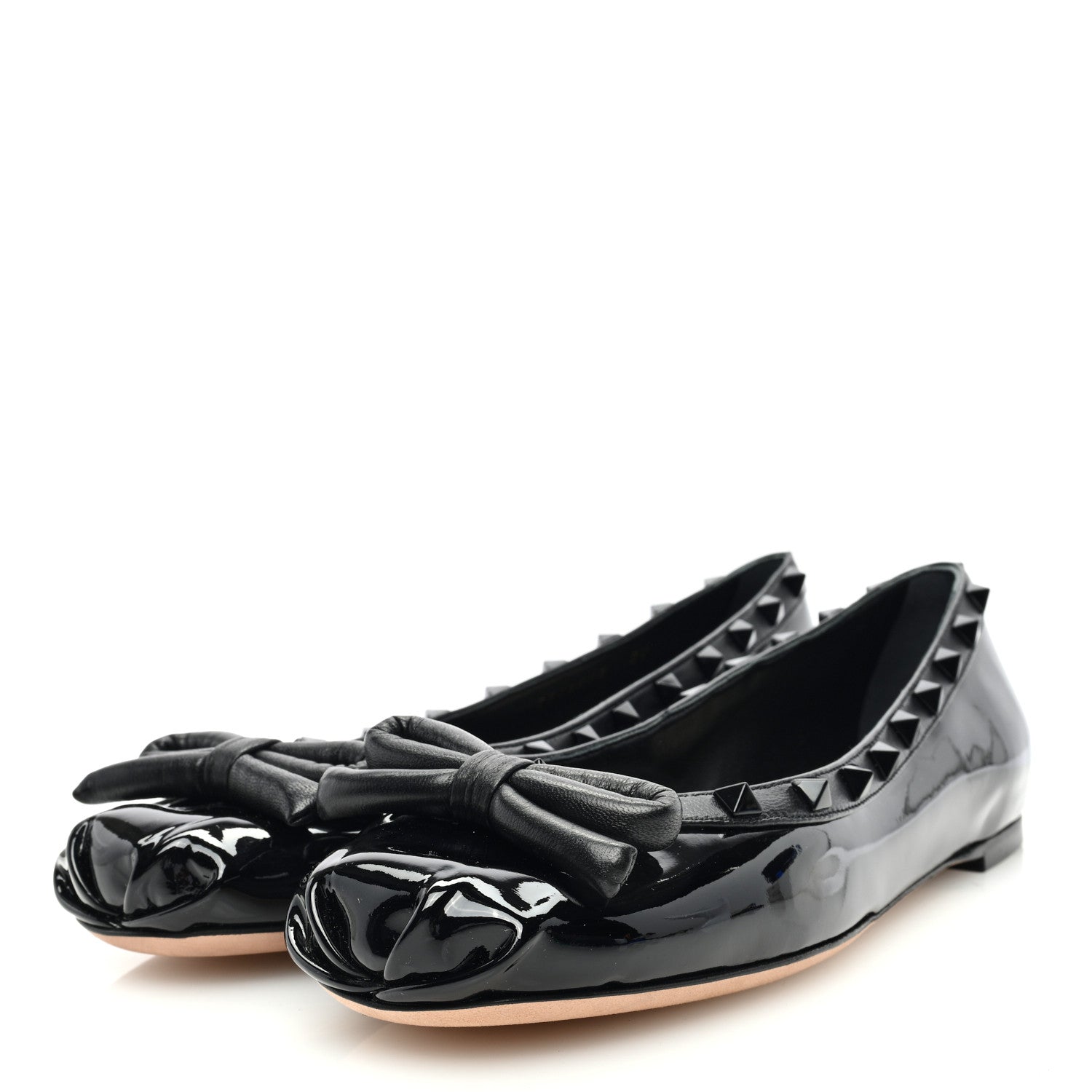 Valentino Garavani Patent Nappa Rockstud Ballerina Flats 39 Black 2 of 8