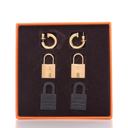 Hermes Gold Swift O'Kelly Earrings Black 5 of 5