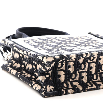Christian Dior Oblique Embroidered Lace Mini Book Tote With Strap Blue White 8 of 9