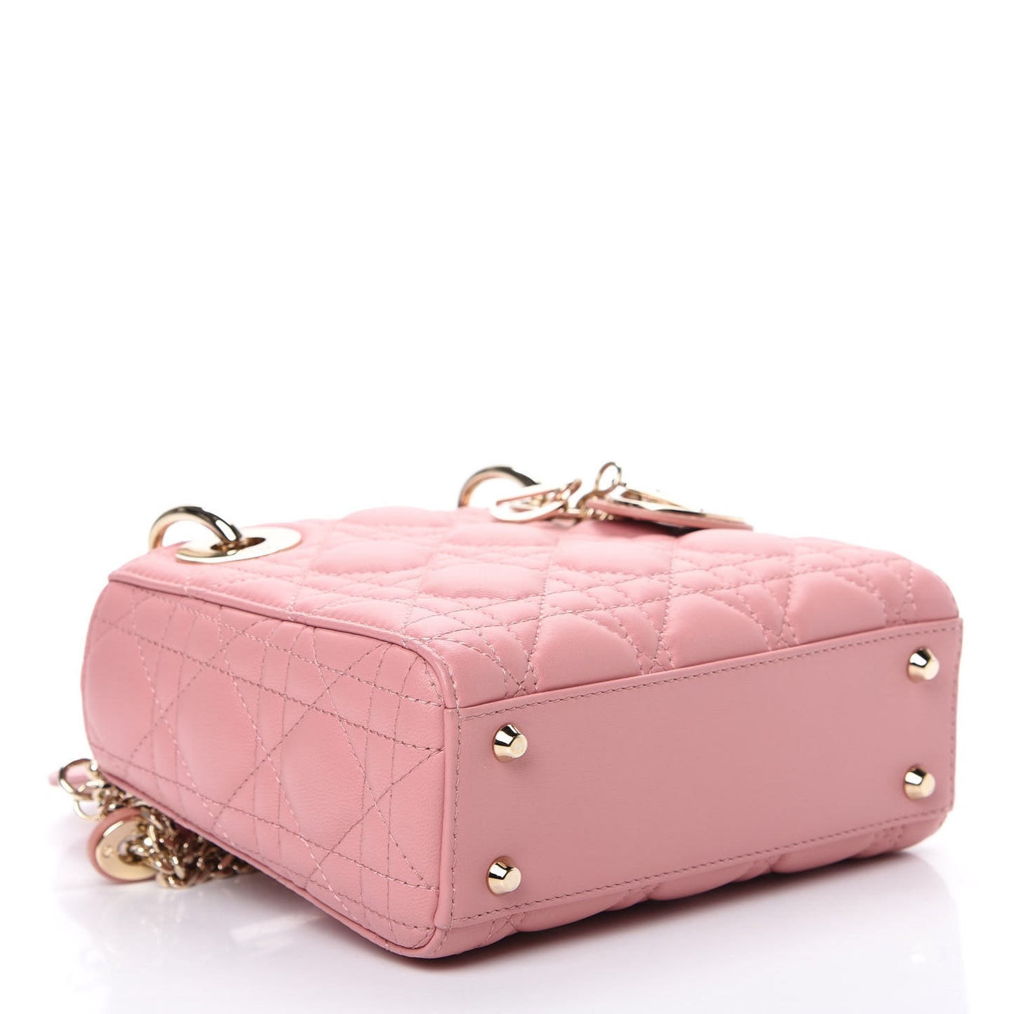 Lambskin Cannage Mini Lady Dior Rose Clair