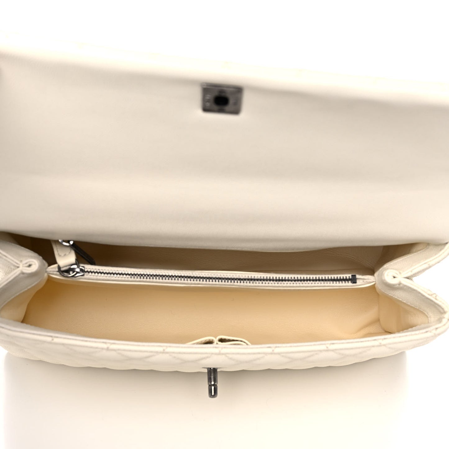 Caviar Lizard Quilted Medium Coco Handle Flap White