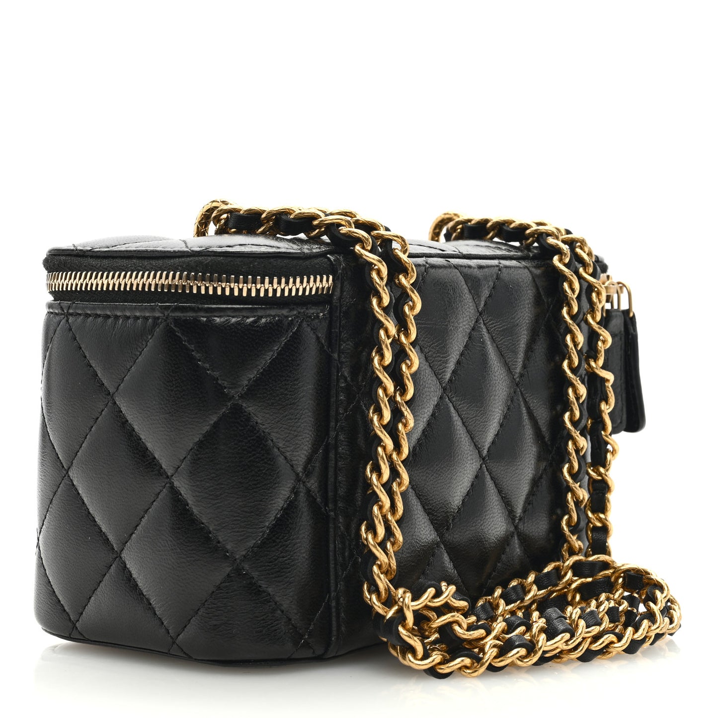 Lambskin Quilted Small CC Dynasty Vanity Case With Chain Black