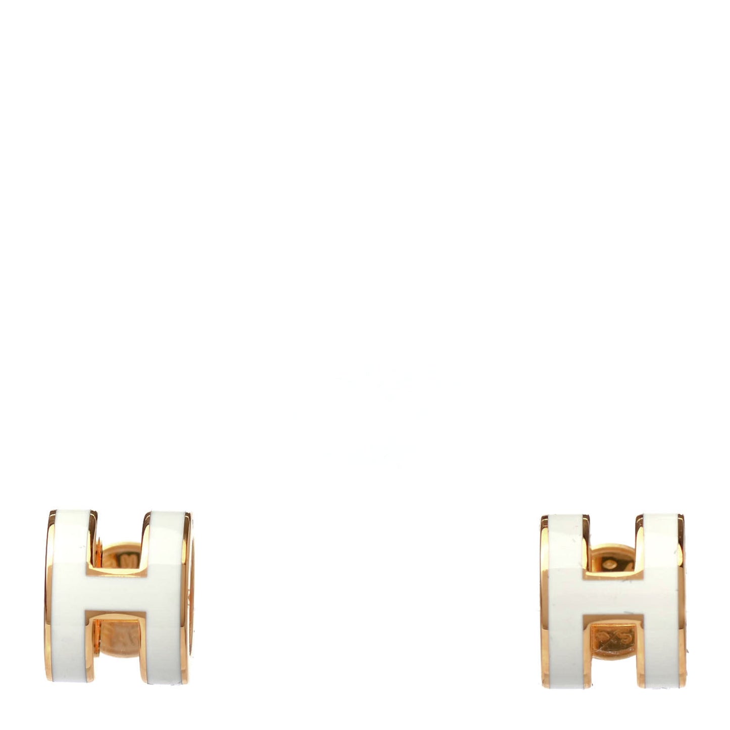 Rose Gold Lacquered Mini Pop H Earrings White