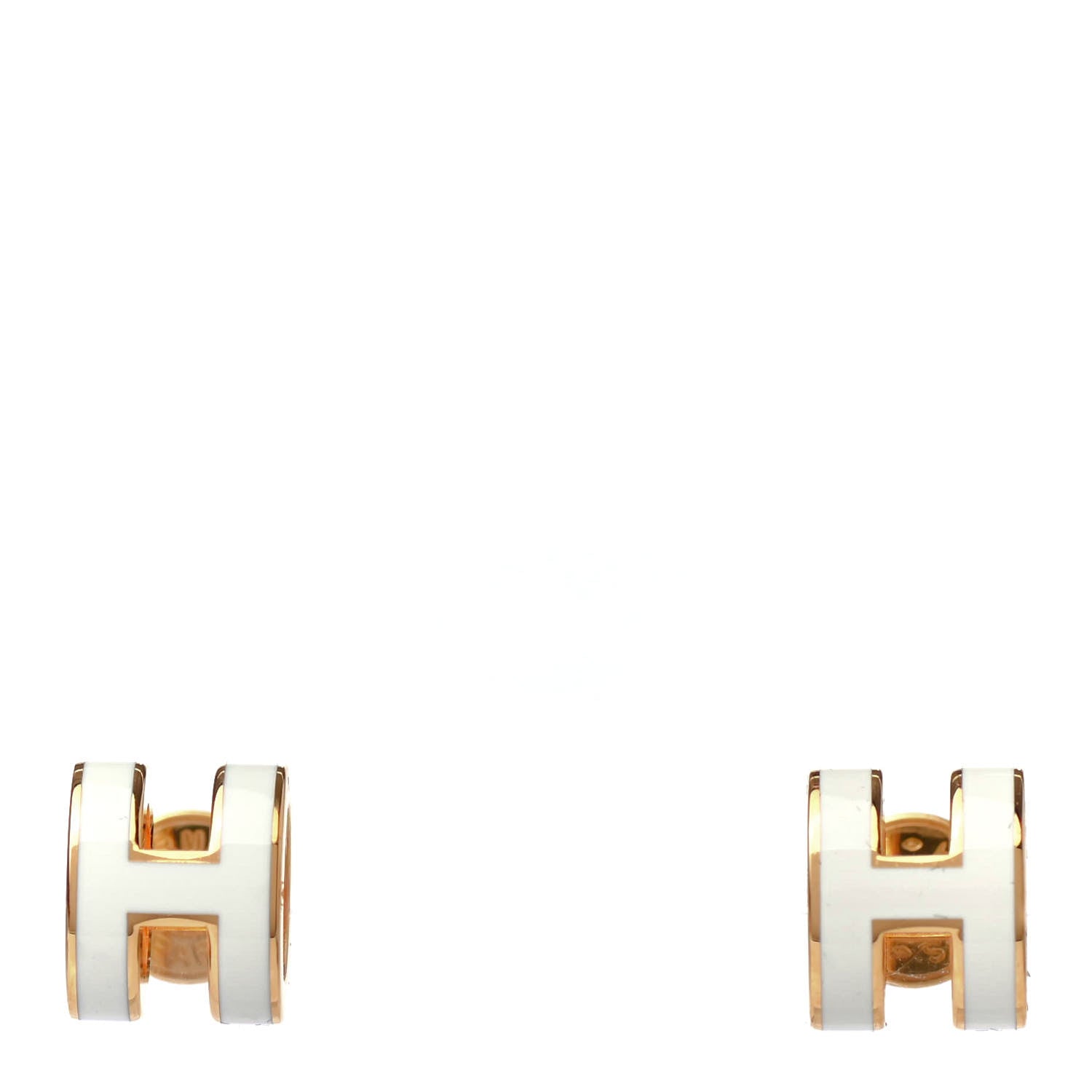 Hermes Rose Gold Lacquered Mini Pop H Earrings White 1 of 4