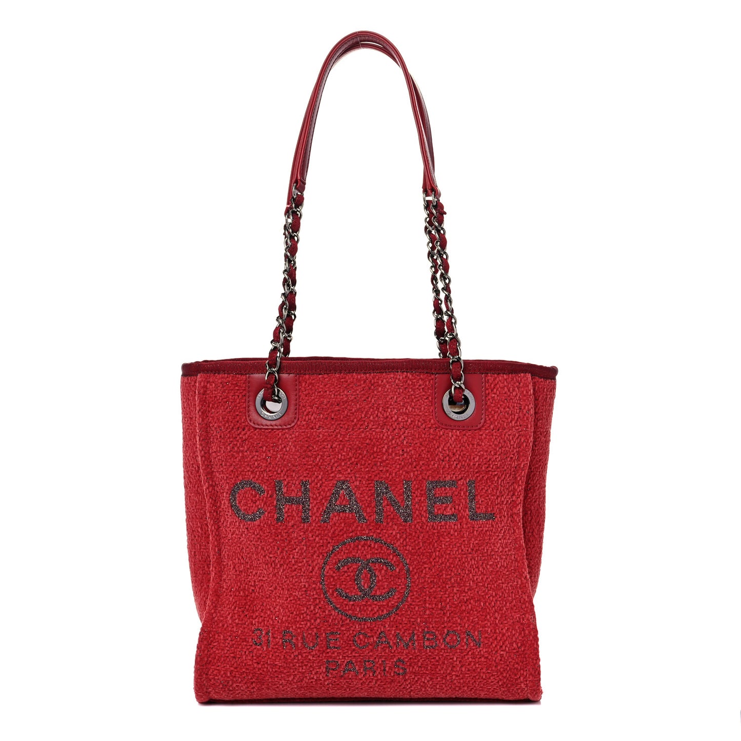Lurex Boucle Mini Deauville Tote Red