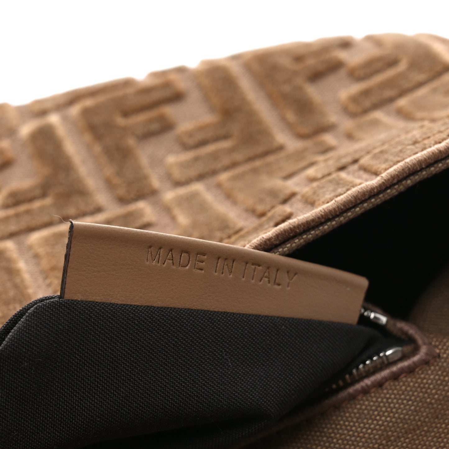 Velvet Jacquard FF Crystal Embossed Baguette Cappuccino