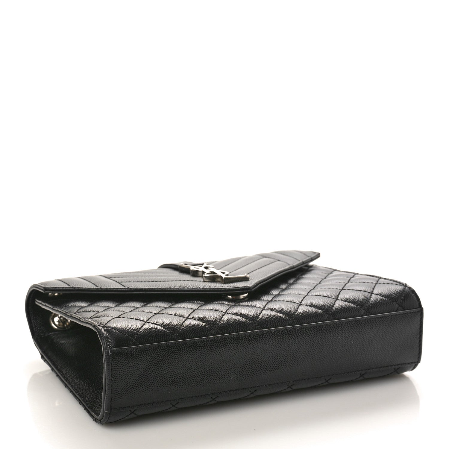 Saint Laurent Grain De Poudre Textured Mixed Matelasse Triquilt Medium Monogram Satchel Black 4 of 10