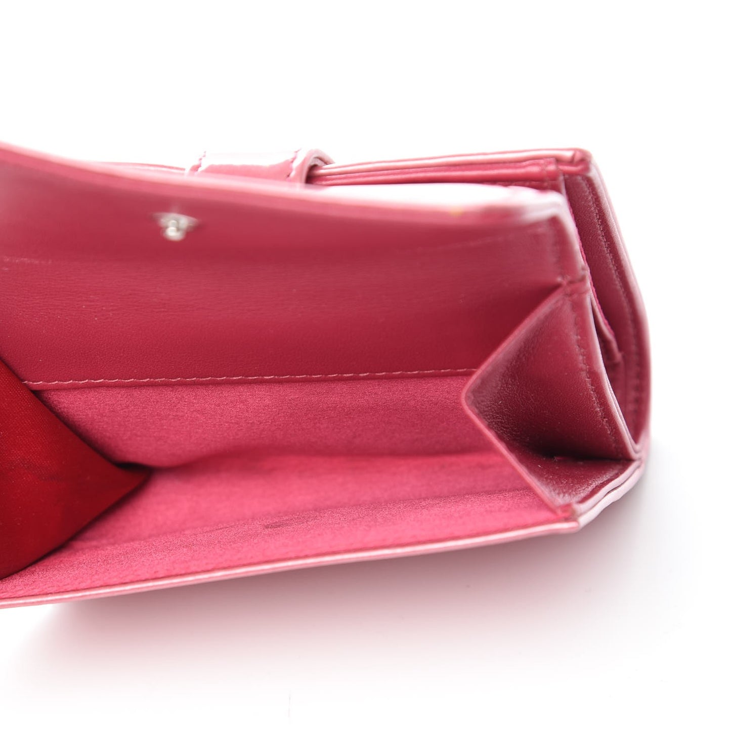 Patent Embossed Camellia French Wallet Pink