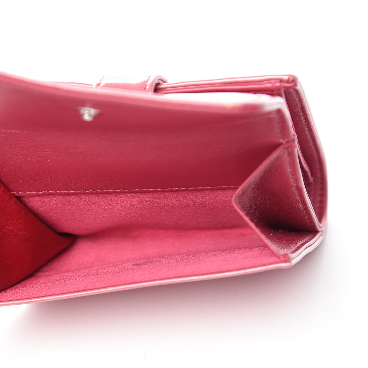 Chanel Patent Embossed Camellia French Wallet Pink 6 of 13