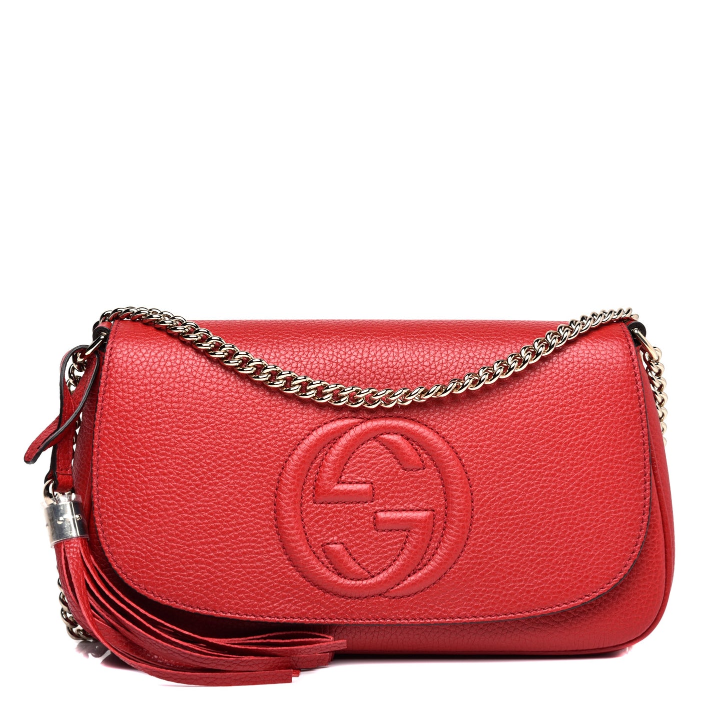 Pebbled Calfskin Medium Soho Flap Crossbody Vibrant Red