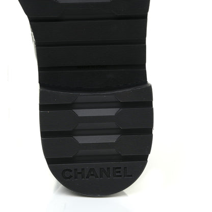 Chanel Shiny Calfskin Quilted Lace Up Combat Boots 38 Black 10 of 13