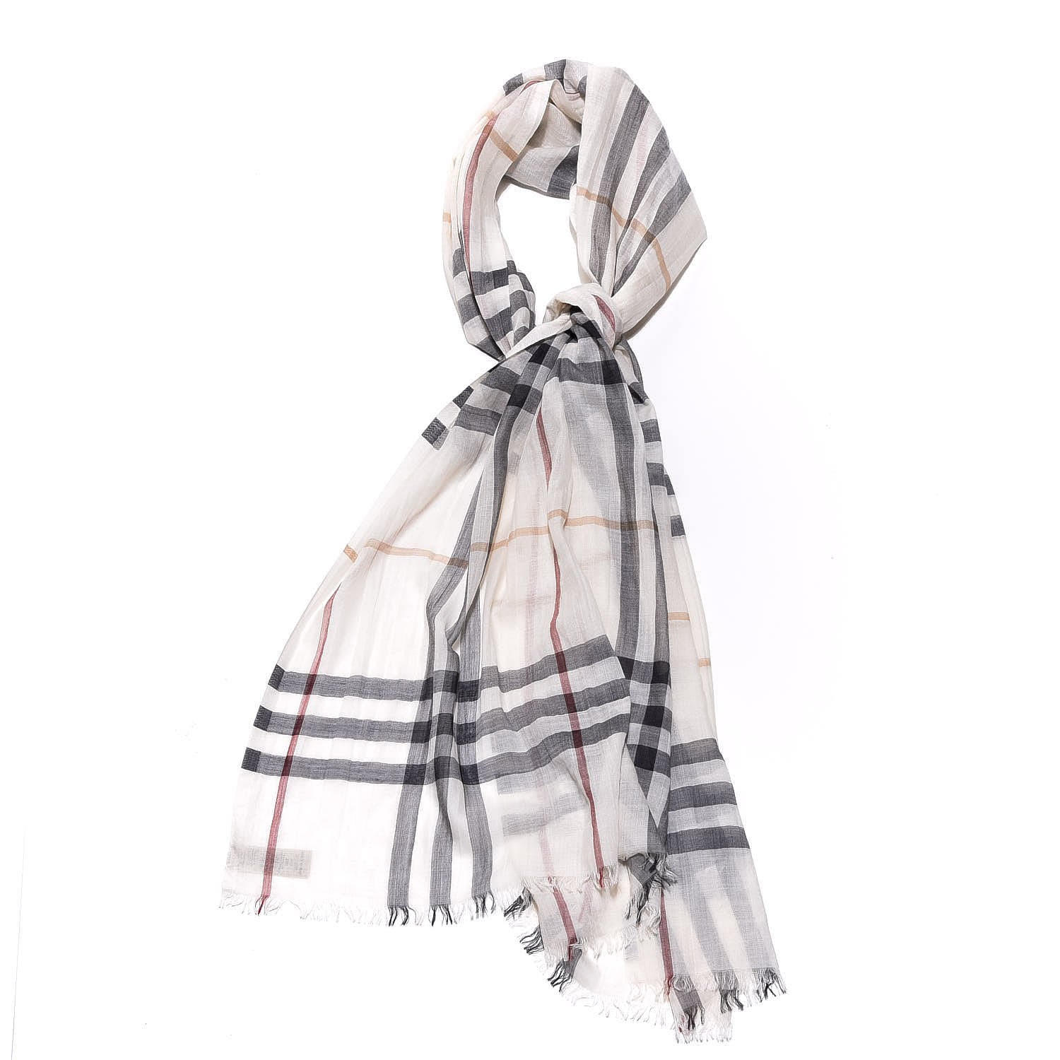 Burberry Silk Wool House Check Scarf Ivory 1 of 4