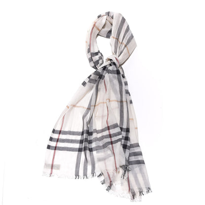 Burberry Silk Wool House Check Scarf Ivory 1 of 4