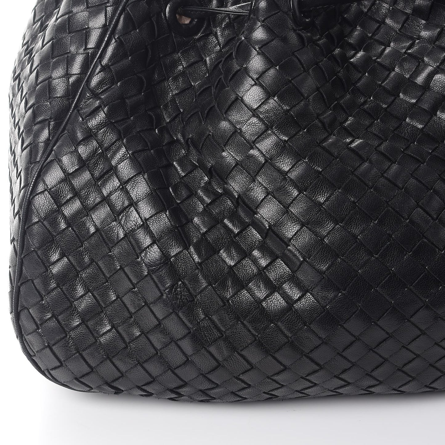 Nappa Intrecciato Drawstring Hobo Bag Nero Black