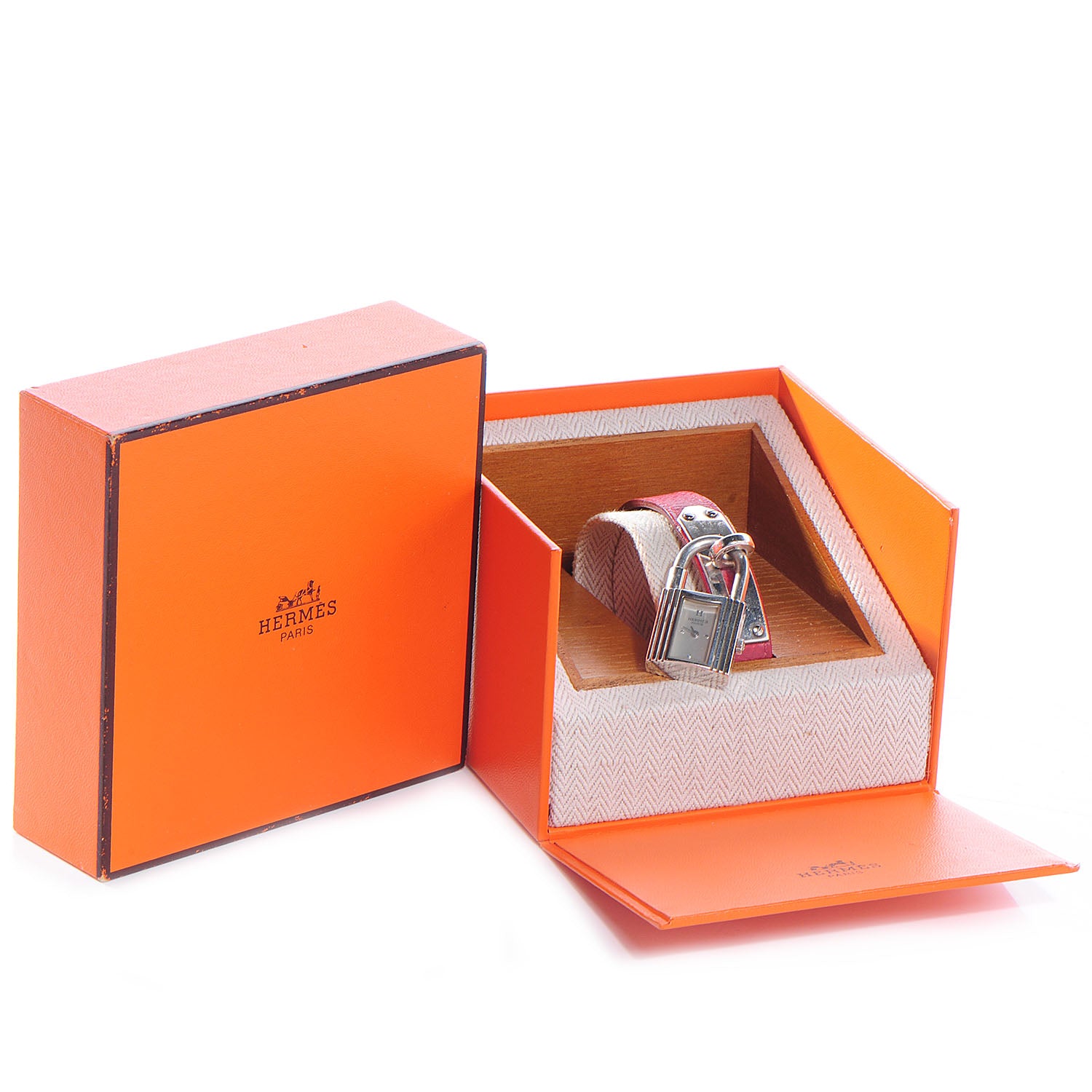 Hermes Stainless Steel Courchevel 20mm Kelly Cadena Quartz Watch Rouge 8 of 8