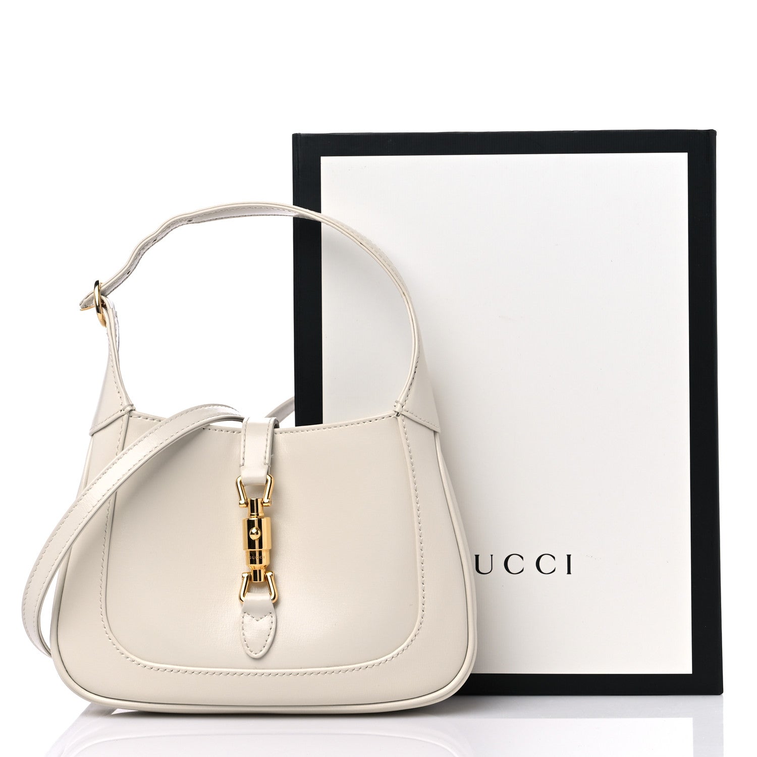 Gucci Boarded Dyana Lux Calfskin Mini Jackie 1961 Hobo Mystic White 9 of 9