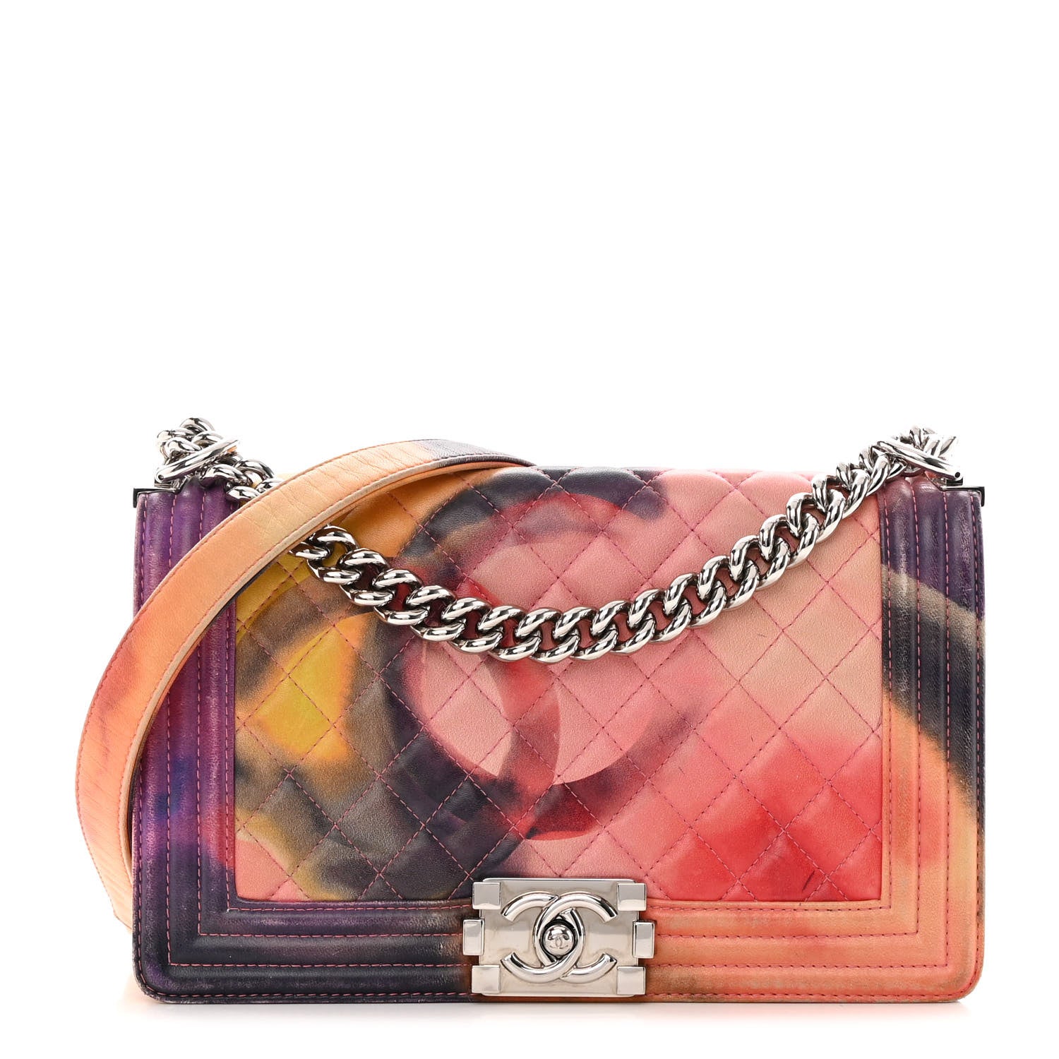 Chanel Printed Lambskin Quilted Medium Flower Power Boy Flap 1 of 21