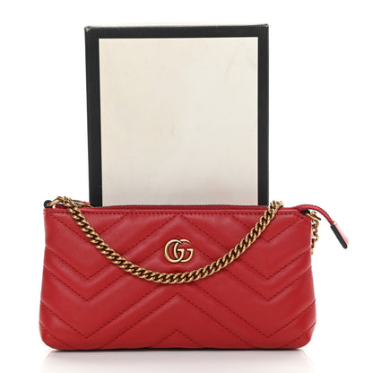 Gucci Calfskin Matelasse Mini GG Marmont Chain Bag Hibiscus Red 10 of 10