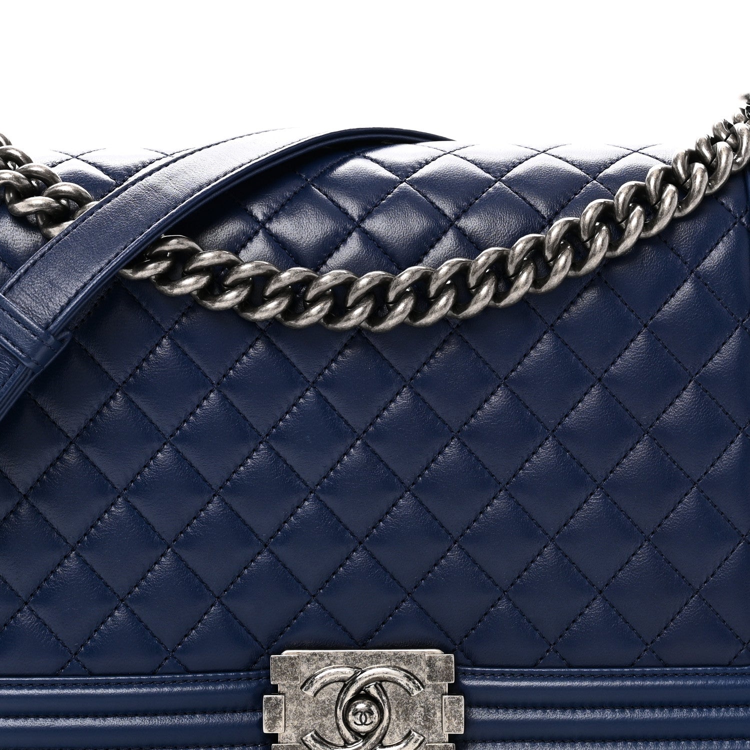 Chanel Calfskin Quilted New Medium Boy Flap Dark Blue 8 of 11