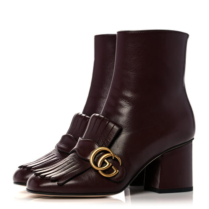 Gucci Malaga Kid GG Marmont Fringe 75mm Ankle Boots 36 Vintage Bordeaux 3 of 11