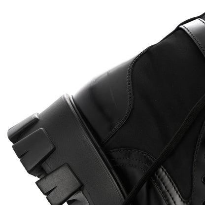 Prada Spazzolato Rois Nylon Metal Triangle Logo Monolith Pouch Pocket 55mm Boots 38.5 Black 10 of 14