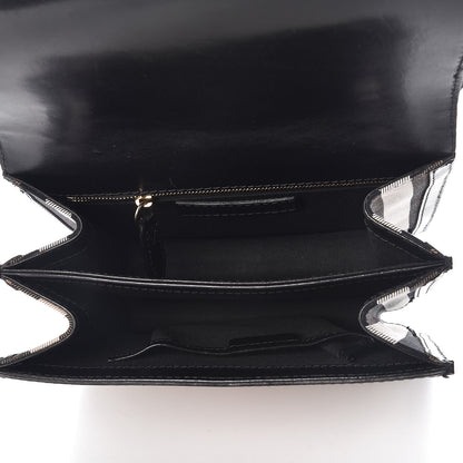 Burberry House Check Bridle Calfskin Top Handle Shoulder Bag Black 7 of 9