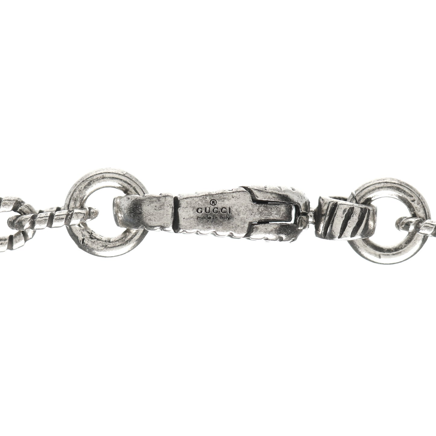 Sterling Silver Small Textured Interlocking G Pendant Necklace