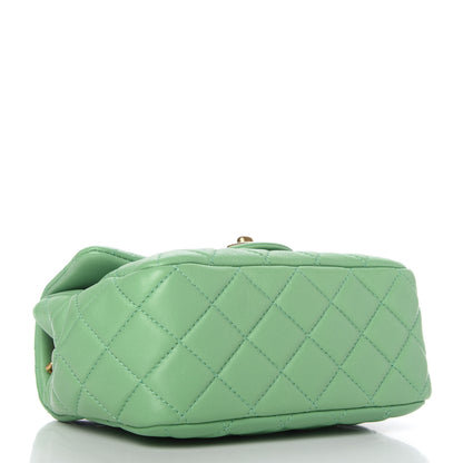 Chanel Lambskin Resin Quilted Mini Pearl Samba Square Flap Green 4 of 11