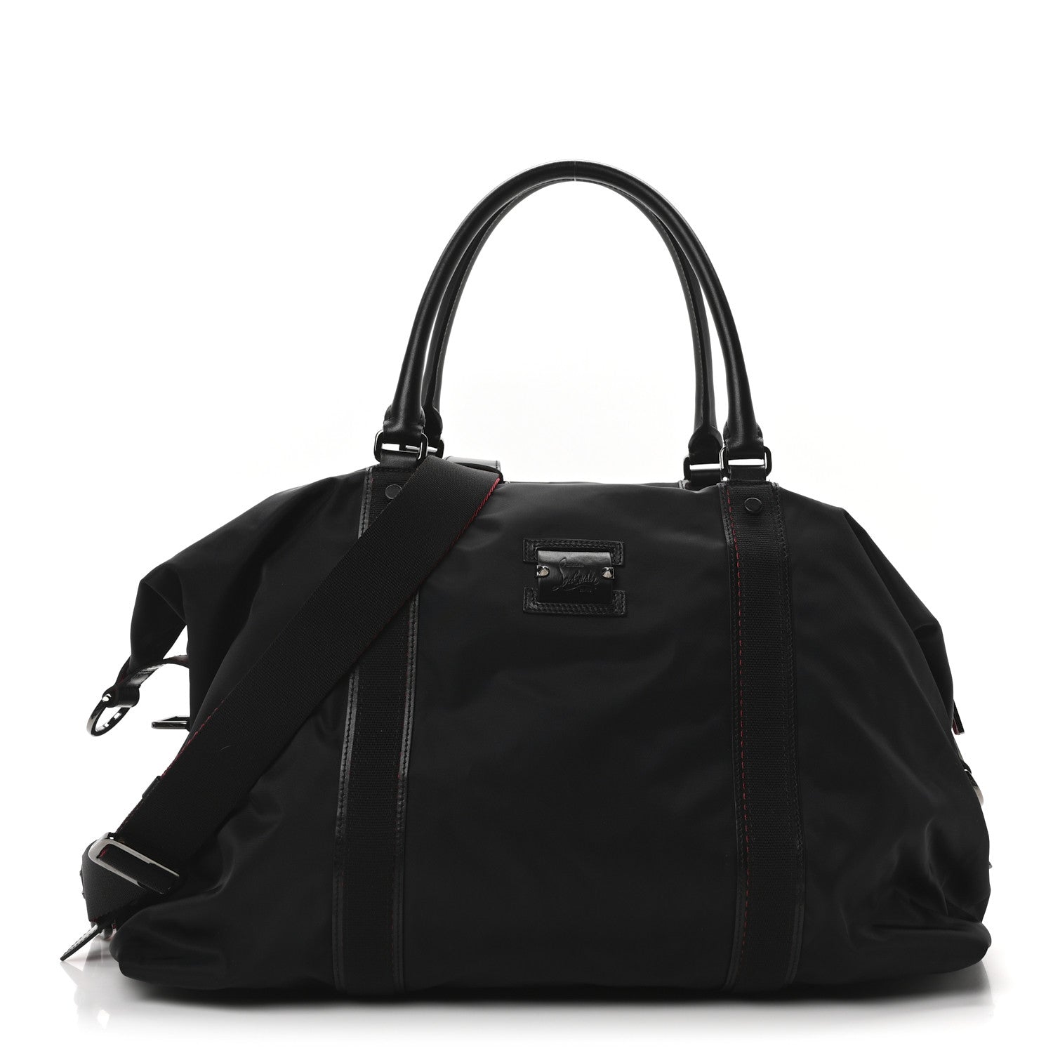 Christian Louboutin Nylon Calfskin Paris Loubcity Weekender Black Gunmetal 1 of 10