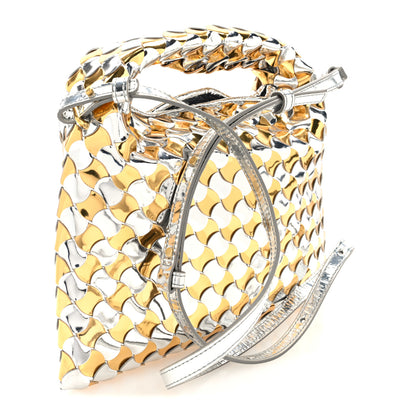 Bottega Veneta Metallic Lambskin Intrecciato Mini Hop Silver Gold 3 of 9