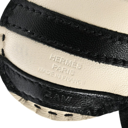 Hermes Milo Lambskin Geegee Savannah Bag Charm Craie Black Rose Mexico 3 of 3