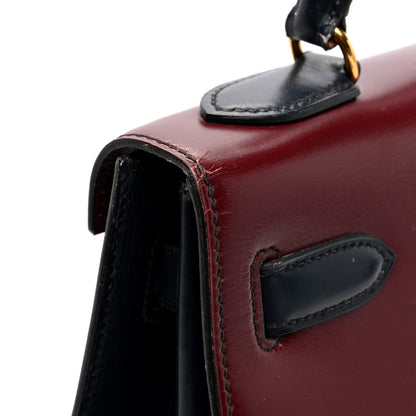 Hermes Box Tri-Color Kelly Sellier 32 Vert Fonce Rouge H Blue Indigo 11 of 14