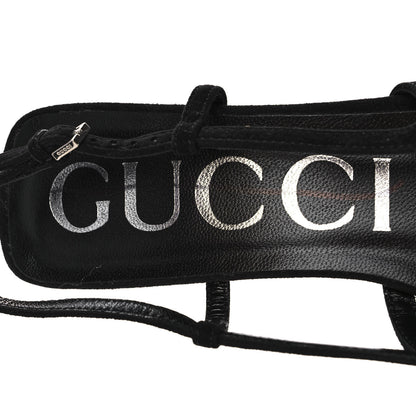 Gucci Tela Retino Kid Scamosciato Crystal GG Monogram Square G 35mm Slingback Pumps 37 Black 7 of 9