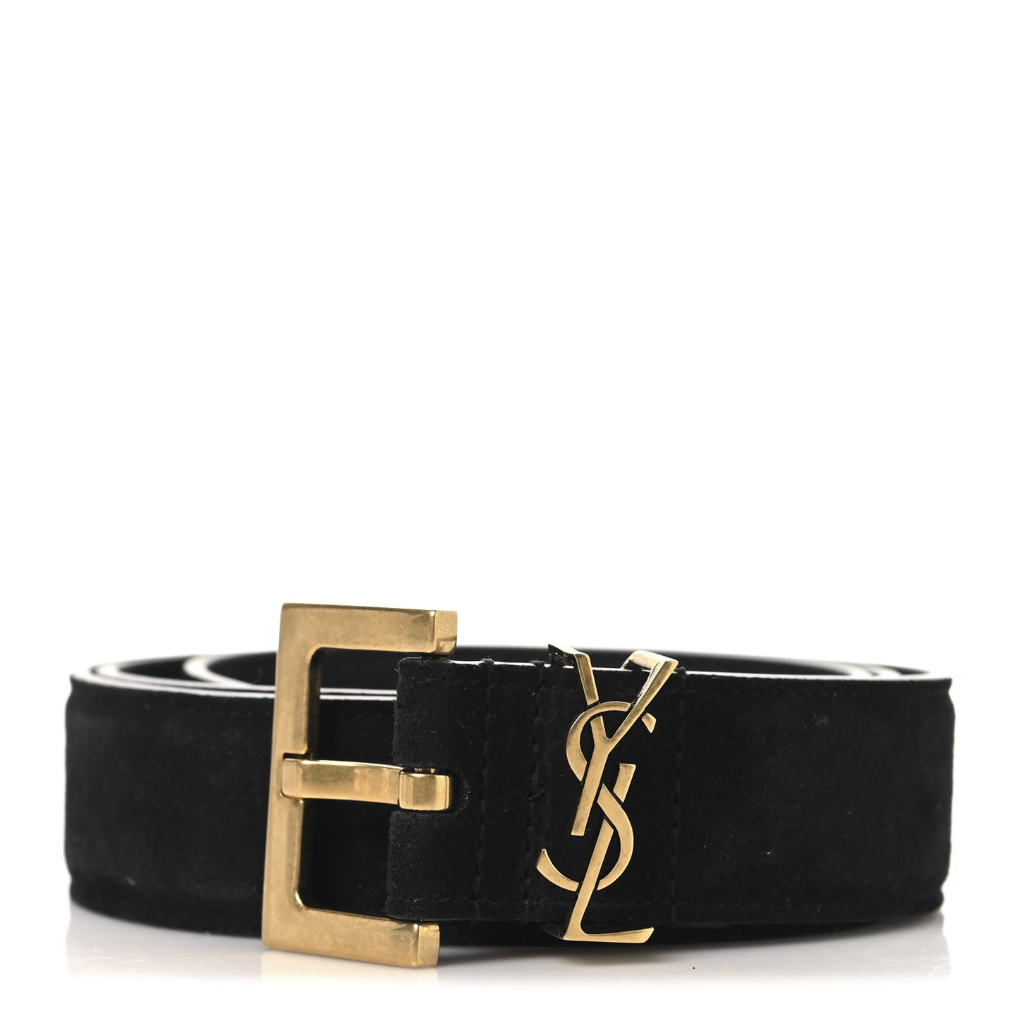 Suede Monogram Square Buckle Belt 80 32 Black