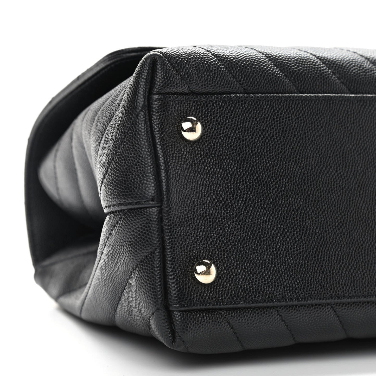 Caviar Chevron Quilted Small Coco Handle Flap Black