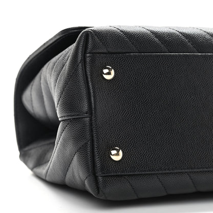Chanel Caviar Chevron Quilted Small Coco Handle Flap Black 8 of 11