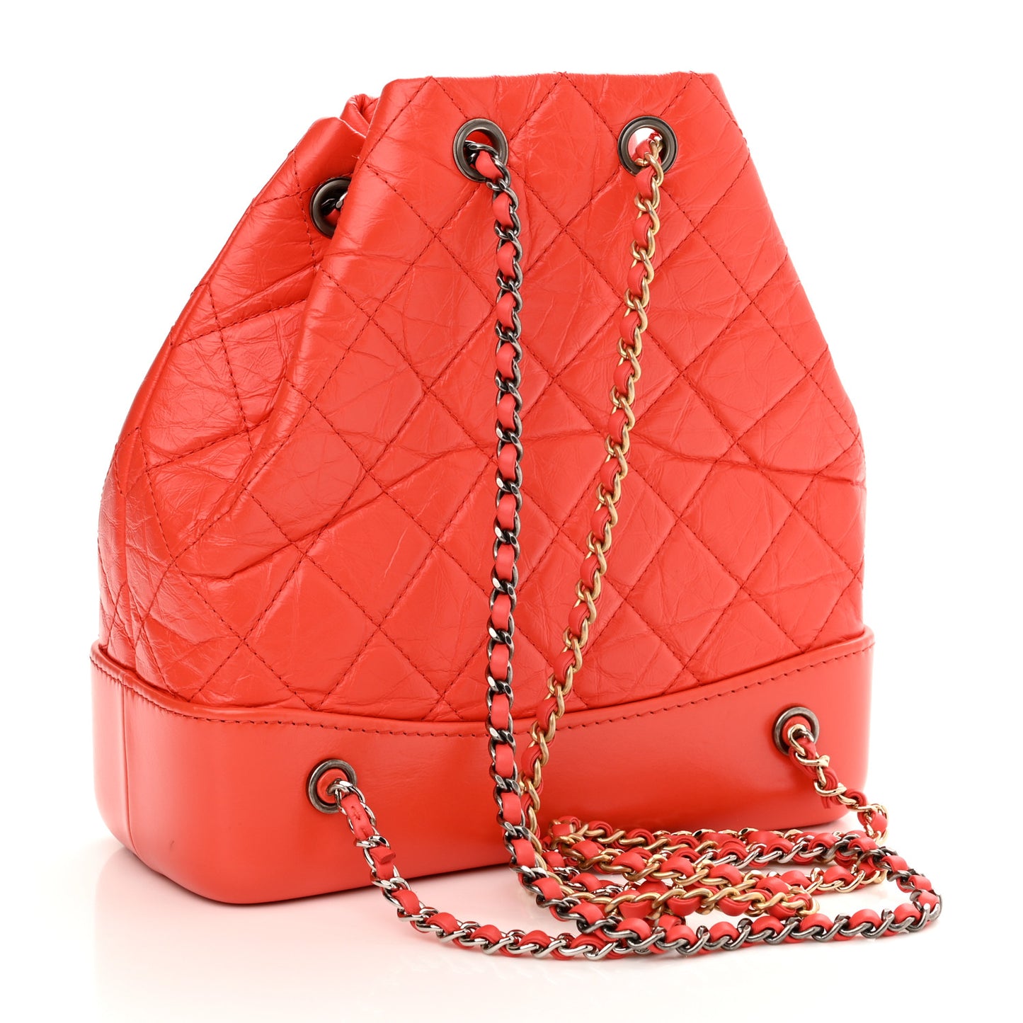 Aged Calfskin Quilted Small Gabrielle Backpack Orange
