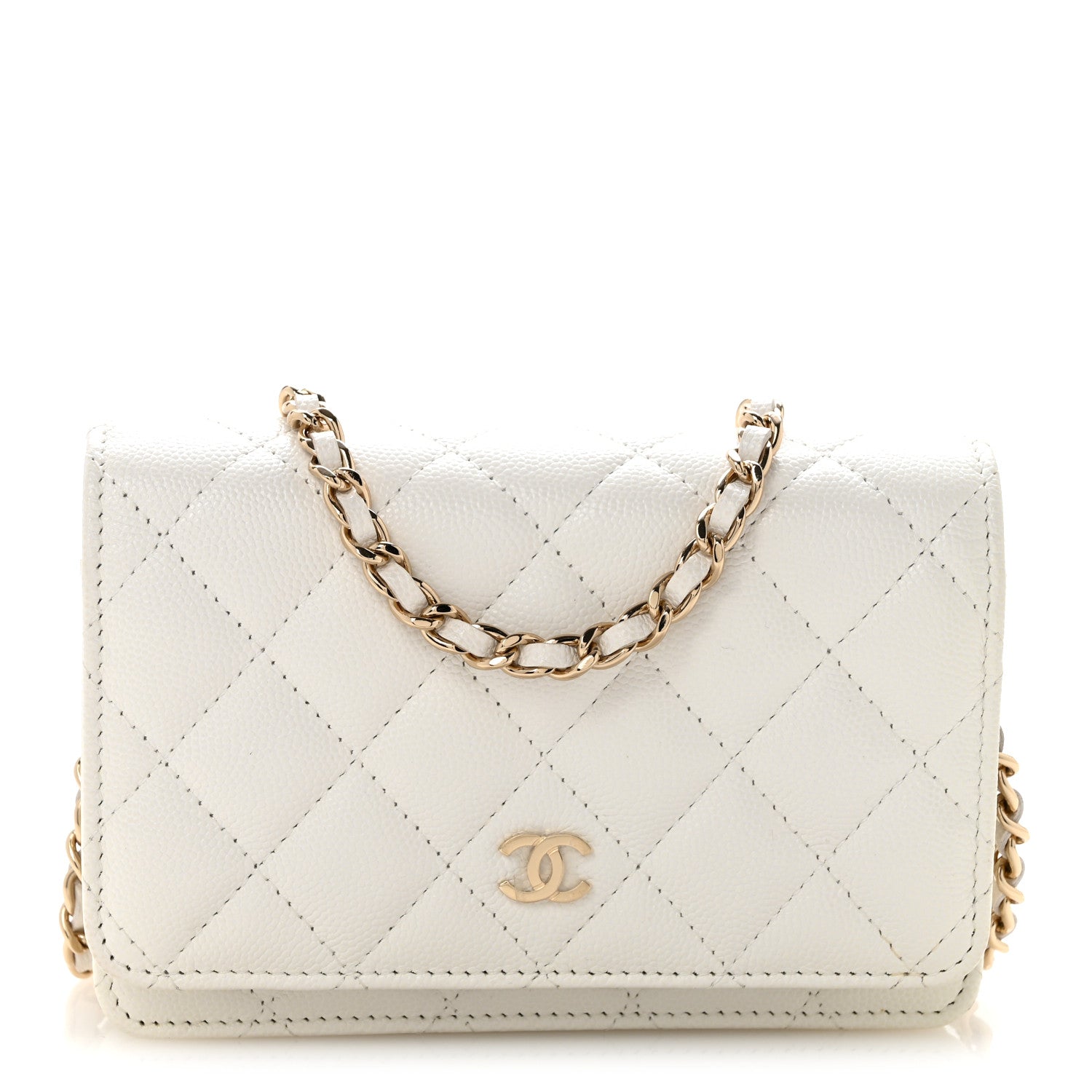 Chanel Caviar Quilted Mini Wallet On Chain WOC White 1 of 11