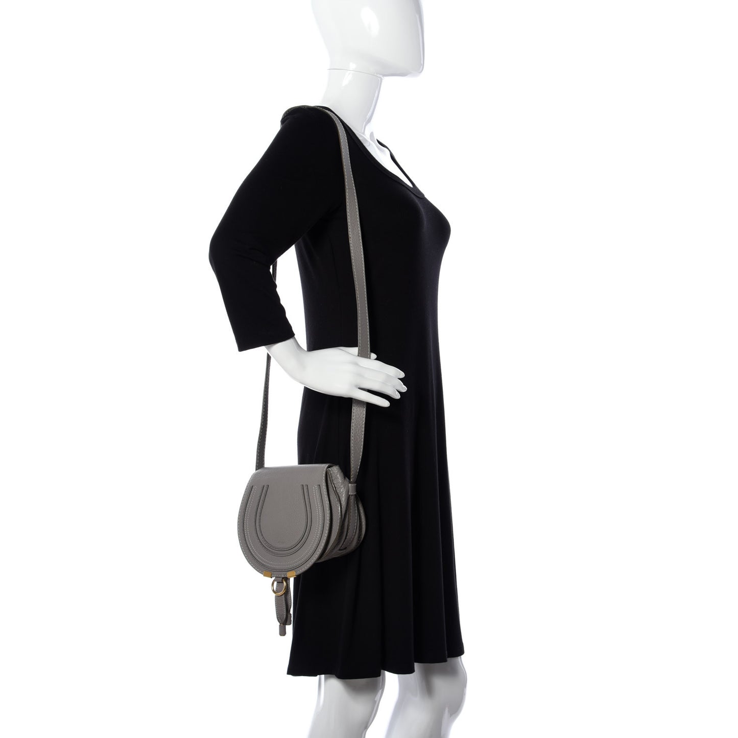 Calfskin Mini Marcie Round Crossbody Bag Cashmere Grey