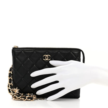 Chanel Lambskin Coco Charms Quilted Pouch Bag Black 2 of 7