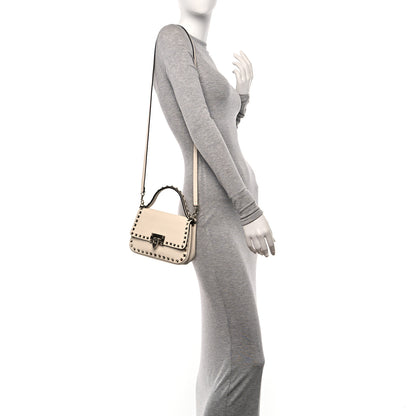 Valentino Garavani Grainy Calfskin Small Rockstud Top Handle Bag Light Ivory 2 of 8