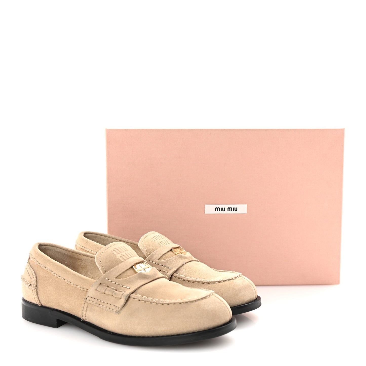 Suede Penny Loafers 36 Ecru